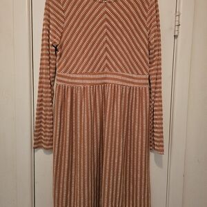 Women's Rust and White Striped Midi Dress